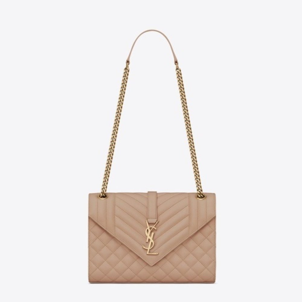 Yves Saint Laurent Medium Envelope Quilted Chain Crossbody Shoulder Bag Purse